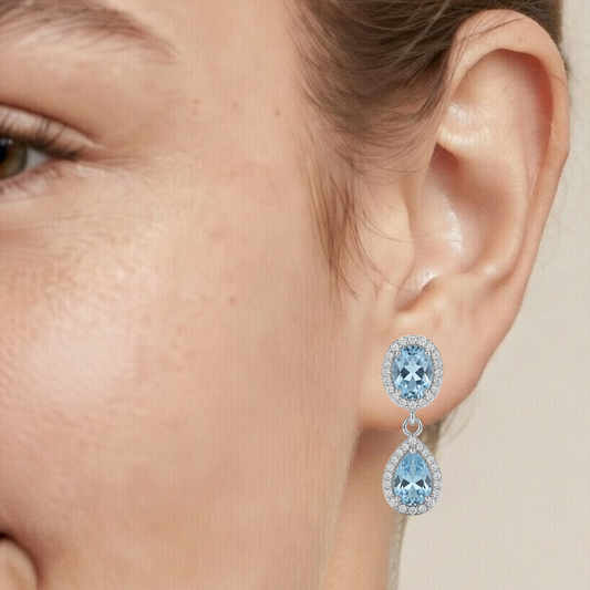 AMELIE EARRINGS WITH AQUAMARINES AND DIAMONDS