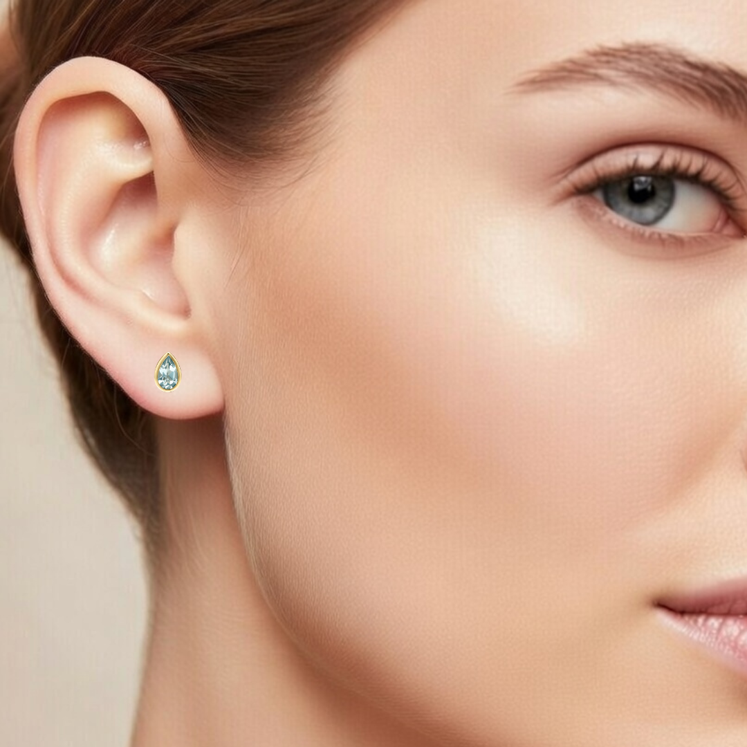 PENDIENTES GOTA CON AGUAMARINA