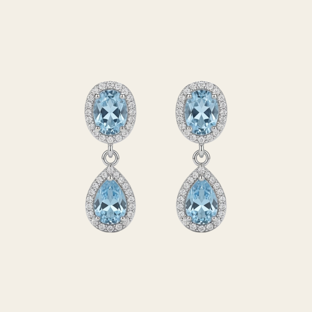 AMELIE EARRINGS WITH AQUAMARINES AND DIAMONDS